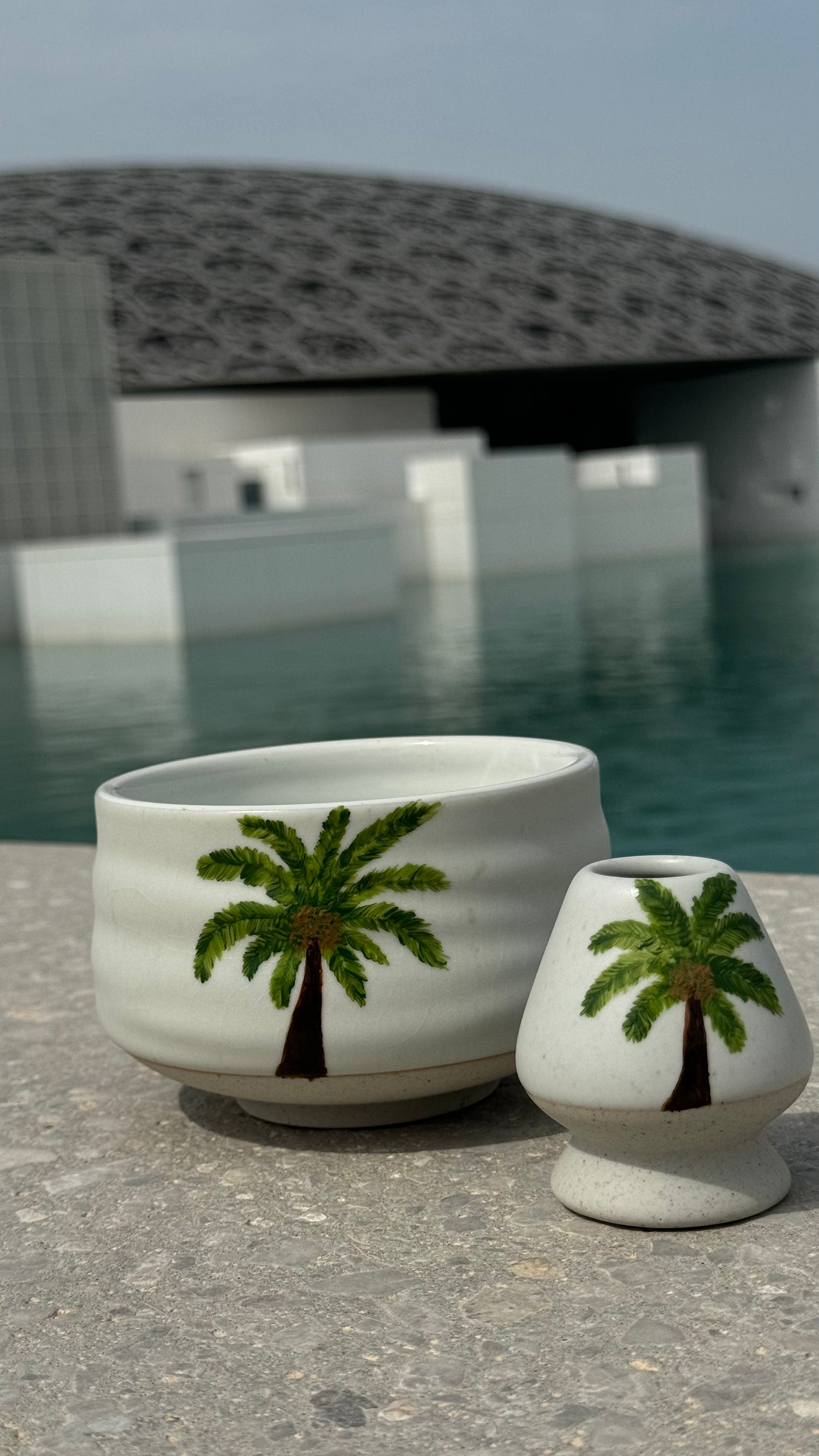 Pre-Order Hand-painted Palm Tree Set & matcha (zip lock)